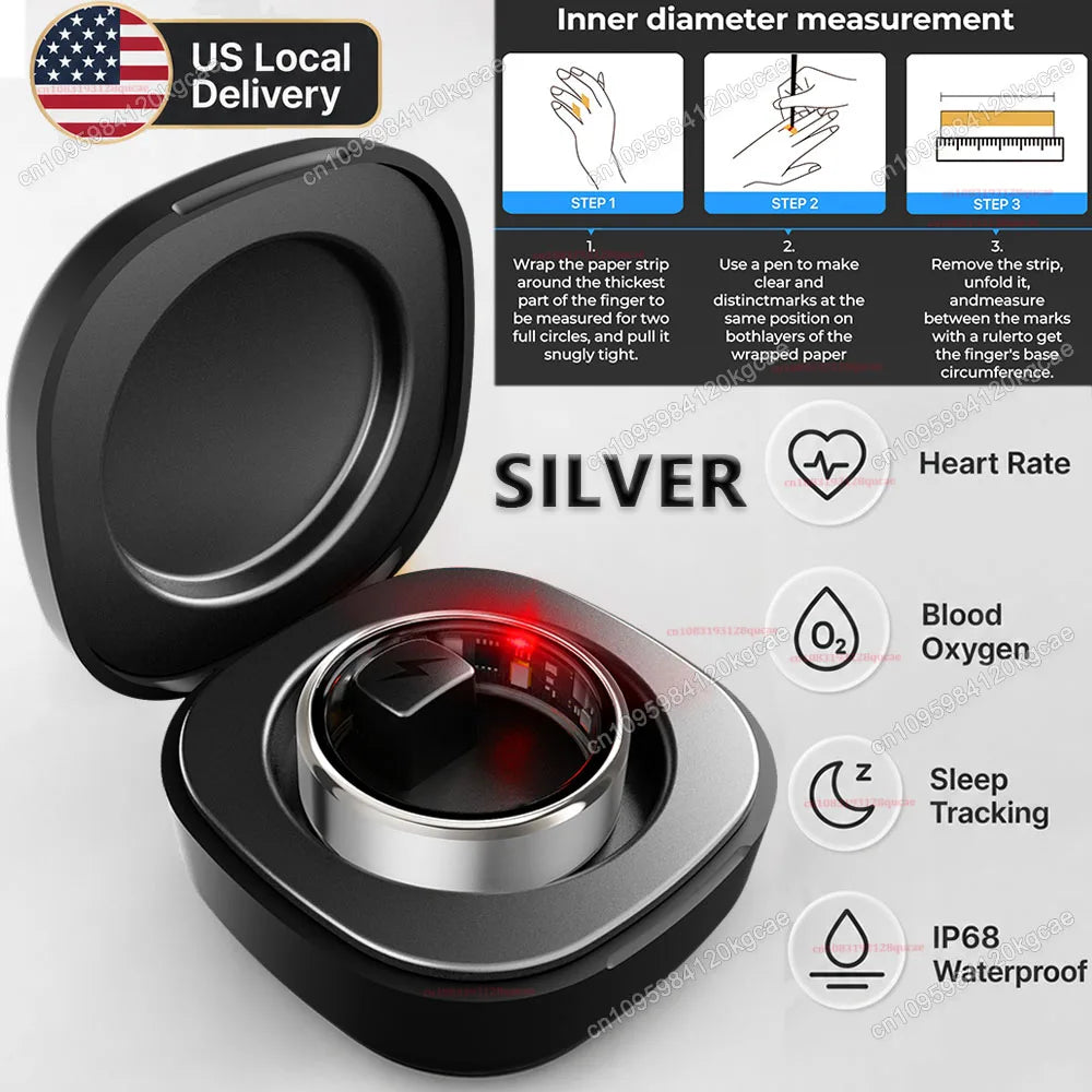 2026 Upgraded Smart Rings with Charging Case, Health Monitoring Ring, Fitness Tracker with Sport Mode, IP68 Ring, Outdoor Activity Tracker Ring Men Women Gifts for Him/Her Local US