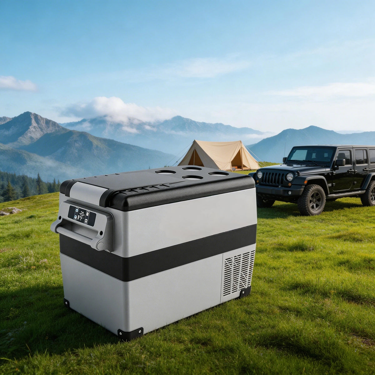 EKOJUCE 12 Volt Refrigerator, 48QT Electric Cooler, 12V Cooler -4℉~68℉, for Camping, Travel, Truck, Home