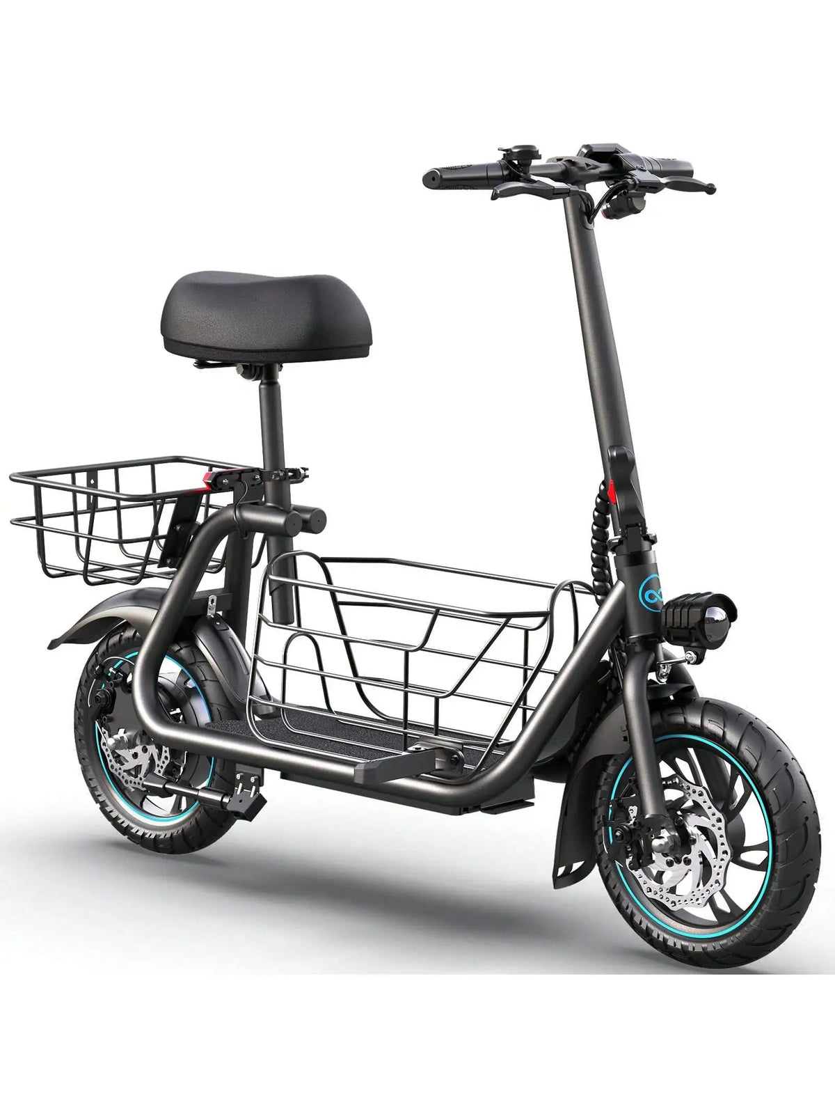 GYROSHOES Electric Scooter for Adults with Pet Basket, UL2272 Certified 550W Motor 19MPH 15Mi Range, BYD Battery Powered Commuter Scooter with Padded Seat, Dual Disc Brakes, LED Lights, 265LBS Capacity for Small Dogs & Daily