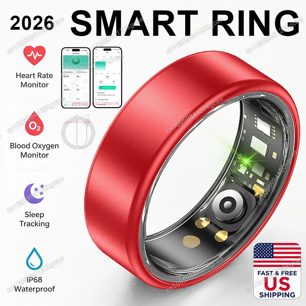 2026 New Smart Ring, Precision Health Sensor, Business Design, Blood Pressure Heart Rate Sleep Monitor, IP68 Waterproof, US Stock Fast Free Shipping