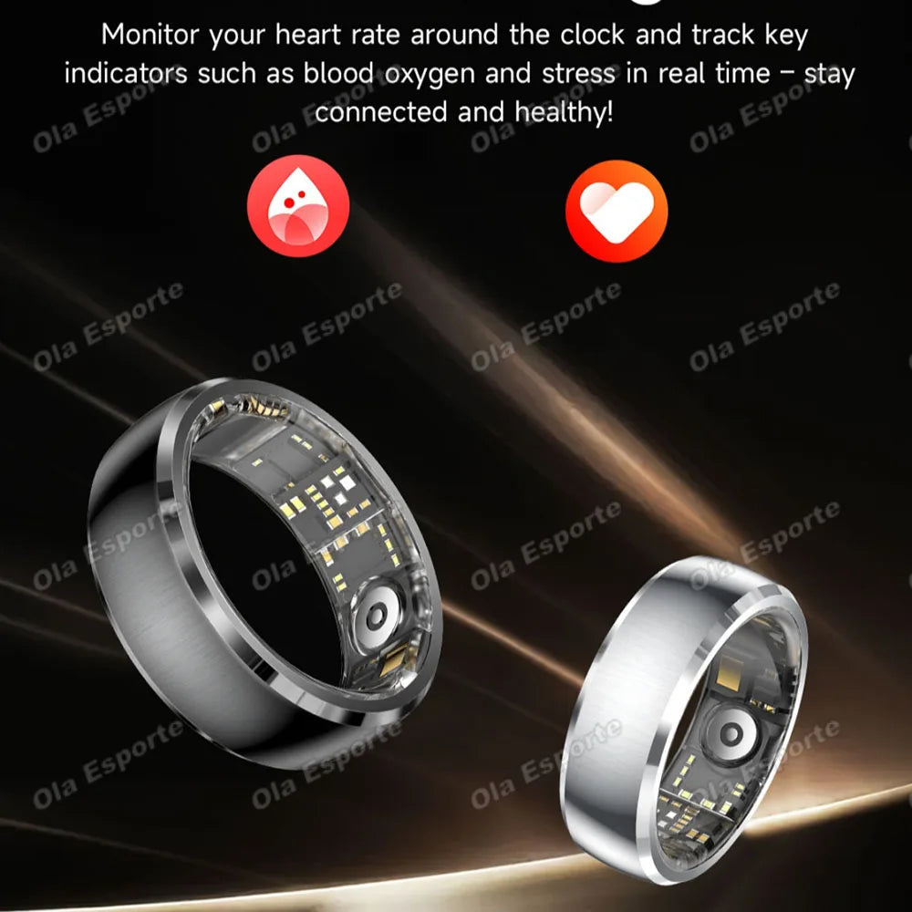 2026 New Smart Ring Information Vibration Reminder Heart Rate Blood Pressure, Blood Oxygen, Health Monitoring Sleep Monitoring For Men Women Football Style SmartRing Waterproof Ring SY15