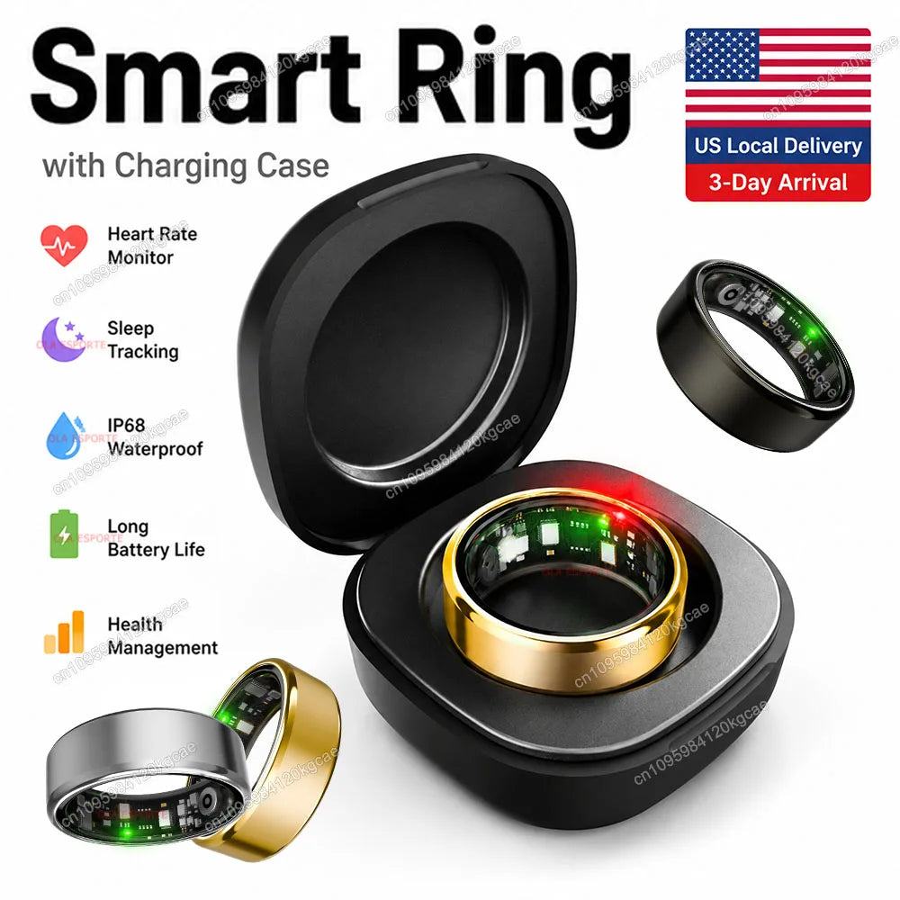 2026 Upgraded Smart Ring - Real-Time Health Monitoring, Steps, Distance, Exercise and Fitness, Sleep, Charging Case,Technological Fashion, Multiple Scenarios, Ideal Thanksgiving/Valentine'S Day/Christmas/New Year Gifts
