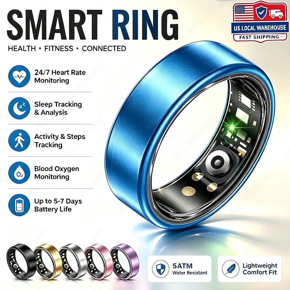 2026 New Smart Ring Men Women, Heart Rate Blood Oxygen and Sleep Monitor Smartring IP68 & 5ATM Waterproof, Multi-sport Mode Ring