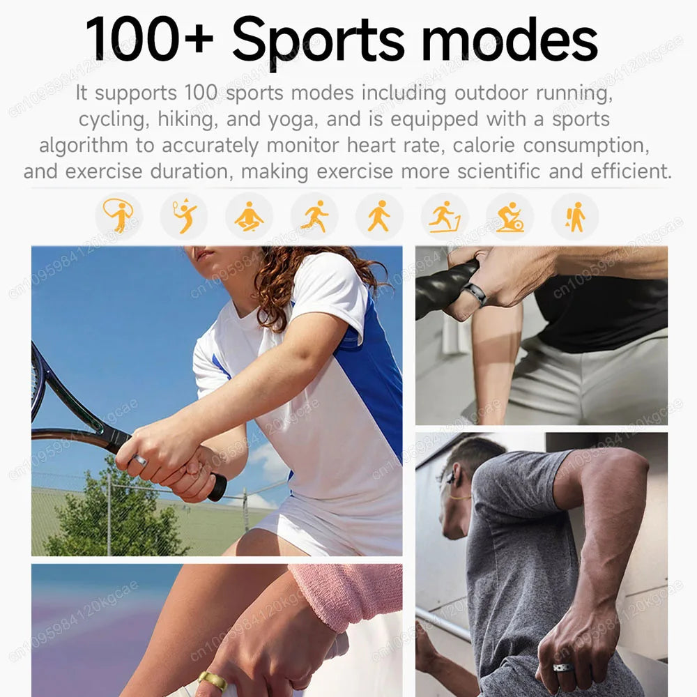 2026 Smart Ring Men Women Heart Rate/Blood Oxygen/Sleep Monitor Vibration Alert IP68 Waterproof 100+ Sports Modes GPS Tracker Smartring With Charging Box Long Battery Life