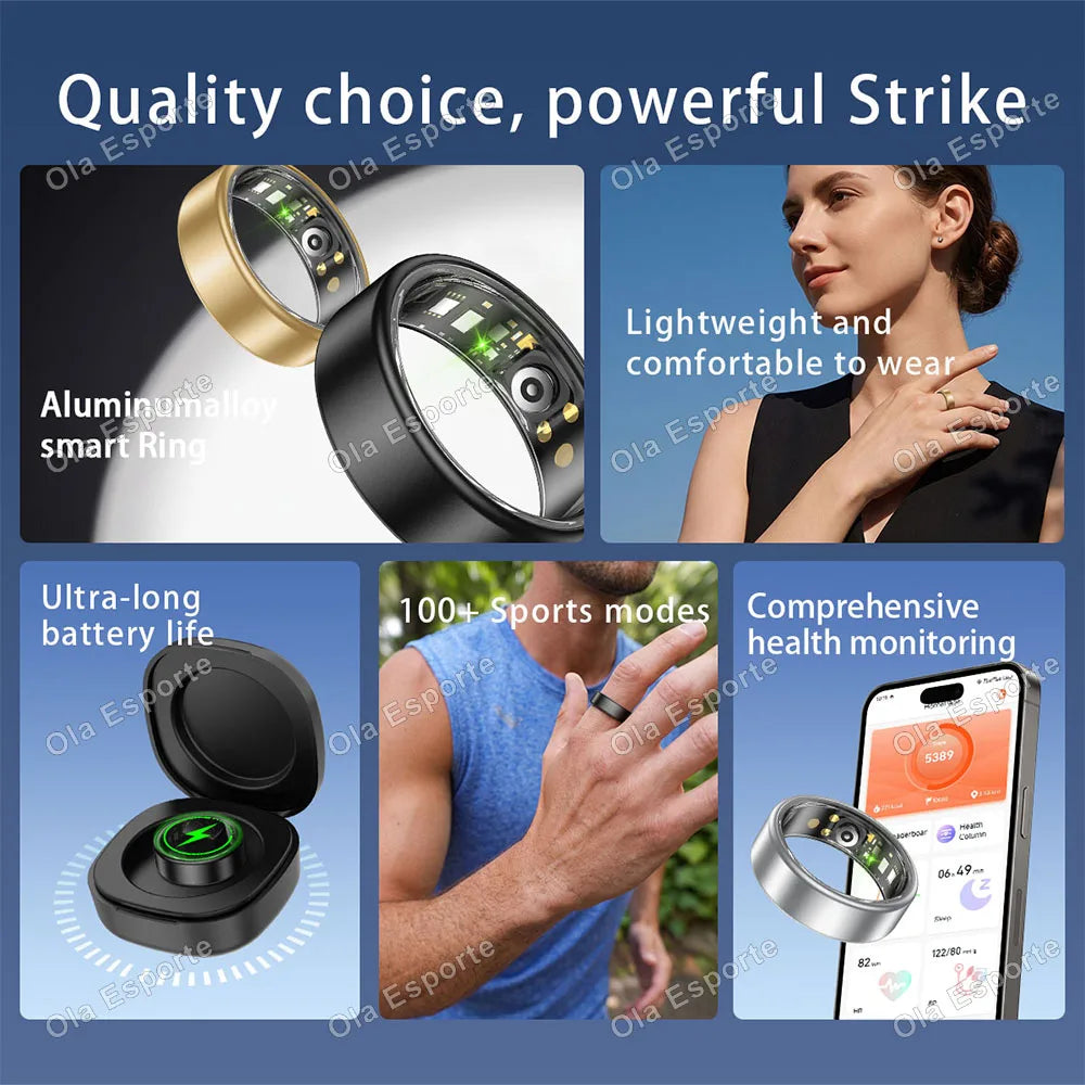 2026 Smart Ring 24‑7 Health Tracking Heart Rate Blood Oxygen Sleep Monitor IP68 Waterproof Smart Rings Men Women Fitness Step-Counting Ring Gift Ring