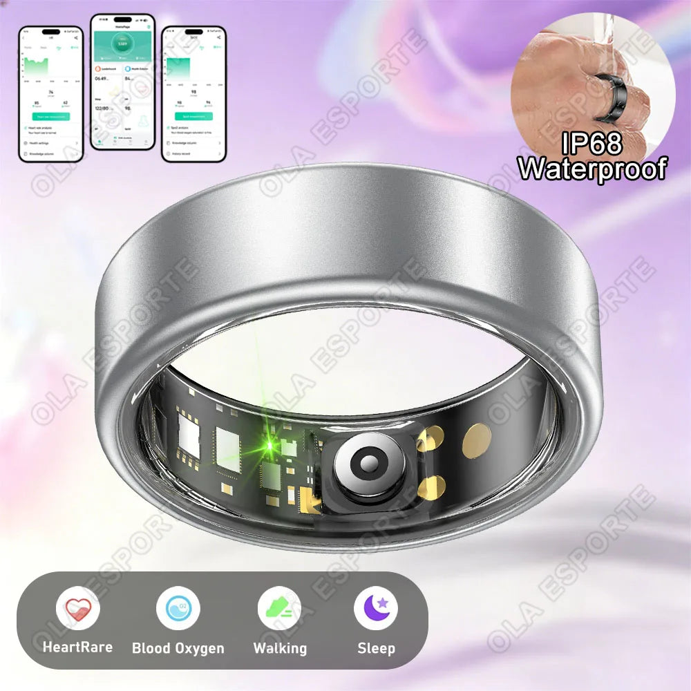 Smart Ring Men Women Heart Rate Blood Oxygen Monitor 5ATM Waterproof Multiple sports modes Step counting For Android iOS 2026 NEW R12