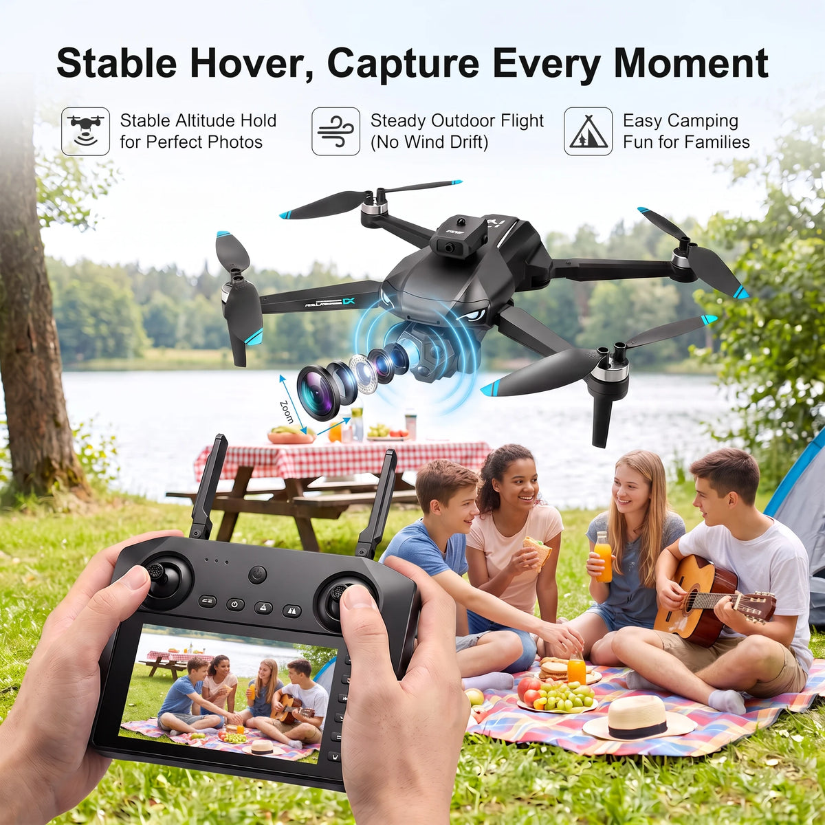 M33 MAX Professional 8k Aerial Camera Drone, Brushless Motor with Strong Wind Resistance, 90° ESC Adjustable 8K HD Lens, 4.5" Foldable Screen Control, Ideal for Stunning Autumn Landscapes.