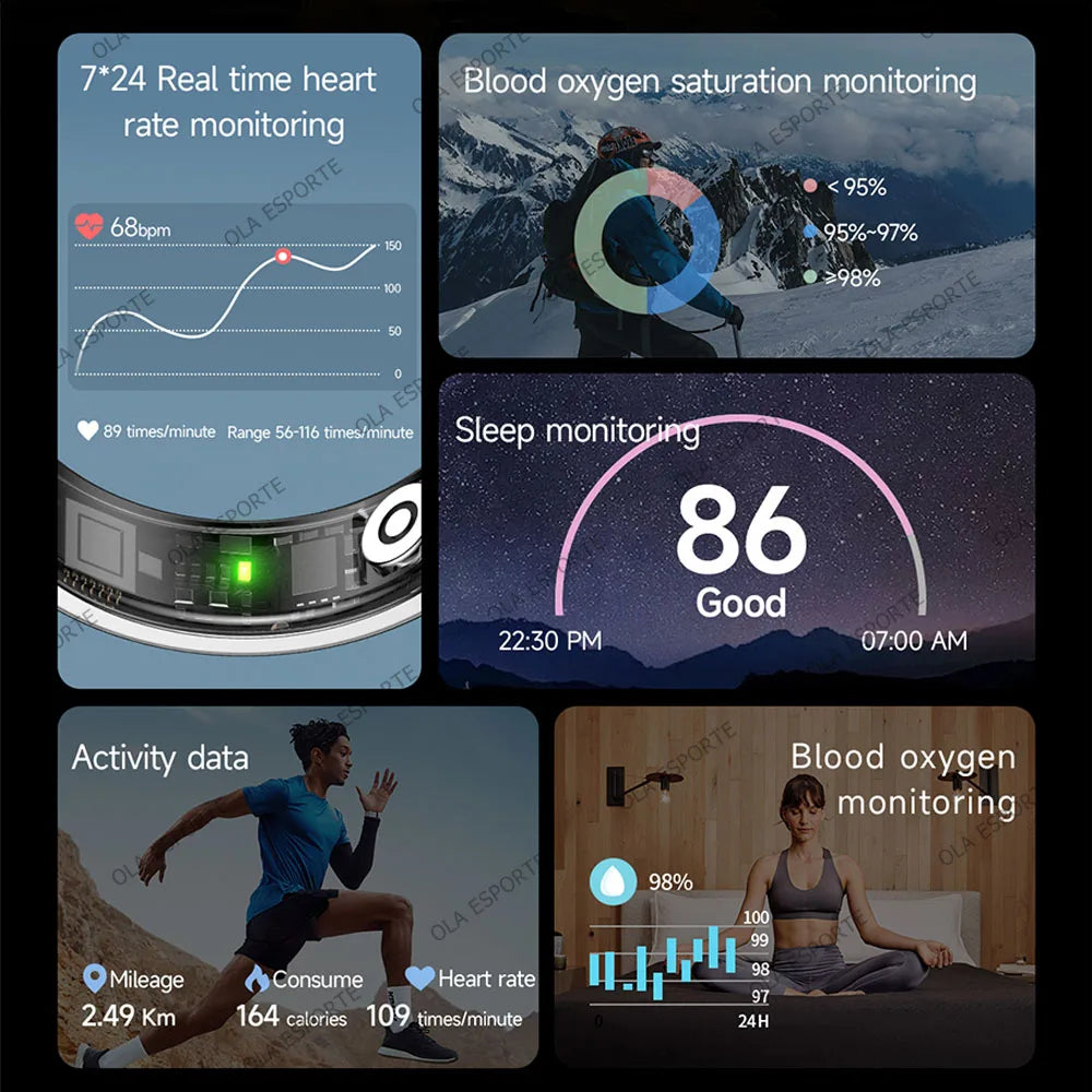 2026 Upgraded Smart Ring - Real-Time Health Monitoring, Steps, Distance, Exercise and Fitness, Sleep, Charging Case,Technological Fashion, Multiple Scenarios, Ideal Thanksgiving/Valentine'S Day/Christmas/New Year Gifts