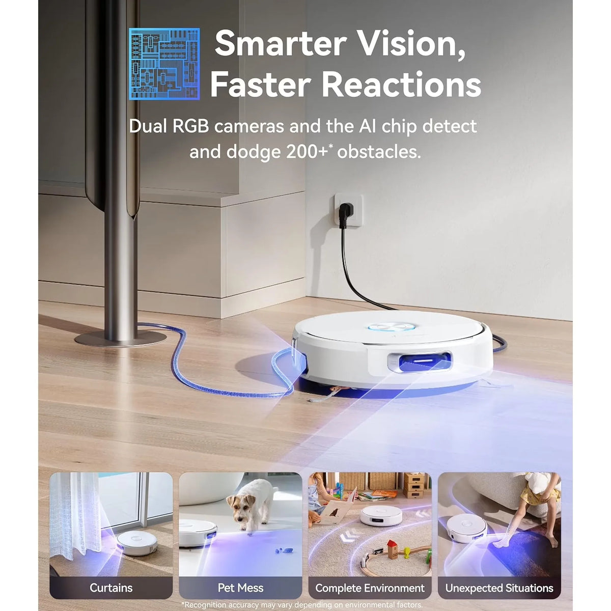 NARWAL Flow Robot Vacuum and Mop Combo, FlowWash Real-Time Self-Cleaning Track Mop, 22,000 Pa Suction, Dual-Camera AI Obstacle Avoidance, Carpet & Edge Cleaning, Self-Emptying Robot Vacuum,White