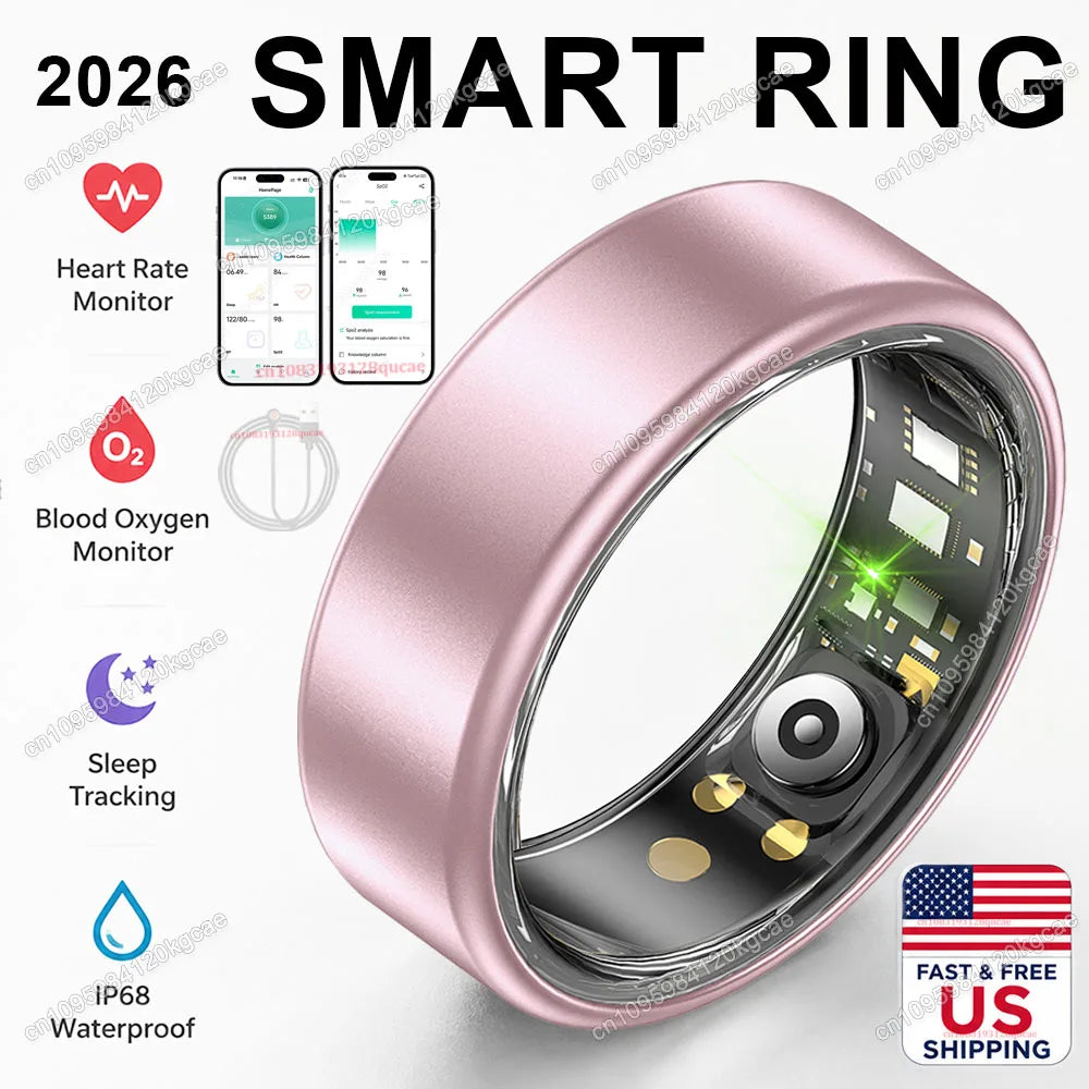 2026 New Smart Ring, Precision Health Sensor, Business Design, Blood Pressure Heart Rate Sleep Monitor, IP68 Waterproof, US Stock Fast Free Shipping