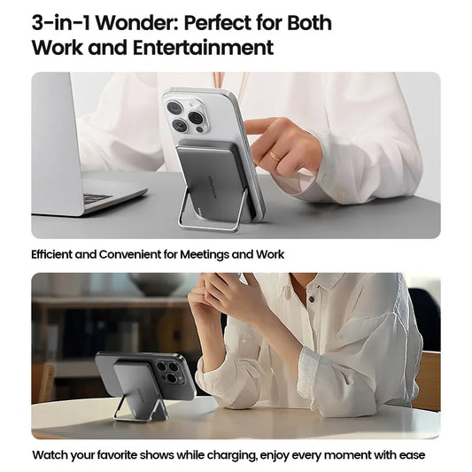 MOVESPEED S05Pro Magnetic Power Bank 5000mAh Wireless Portable External Battery with Stand for MagSafe PowerBank for iPhone 16