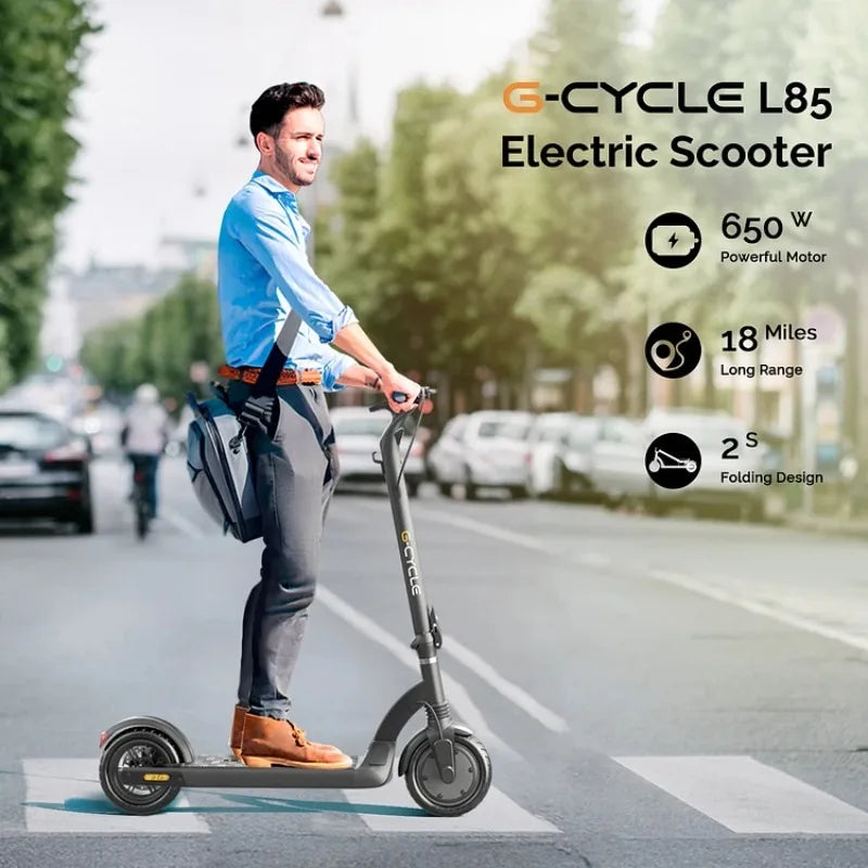 Electric Scooter G-CYCLE L85 650W Motor 30km Long Range 8.5'' Air Tires Rear Suspension Dual Braking System Foldable