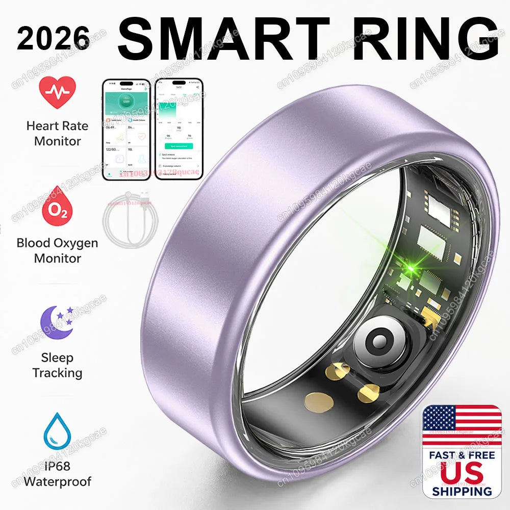 2026 New Smart Ring, Precision Health Sensor, Business Design, Blood Pressure Heart Rate Sleep Monitor, IP68 Waterproof, US Stock Fast Free Shipping
