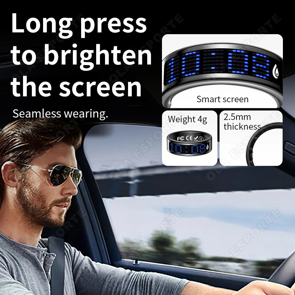 2026 Smart Ring Tasbih Counter Dynamic Display Screen Heart Rate Blood Oxygen Monitor 5ATM Waterproof Multi Sports Modes Gifts