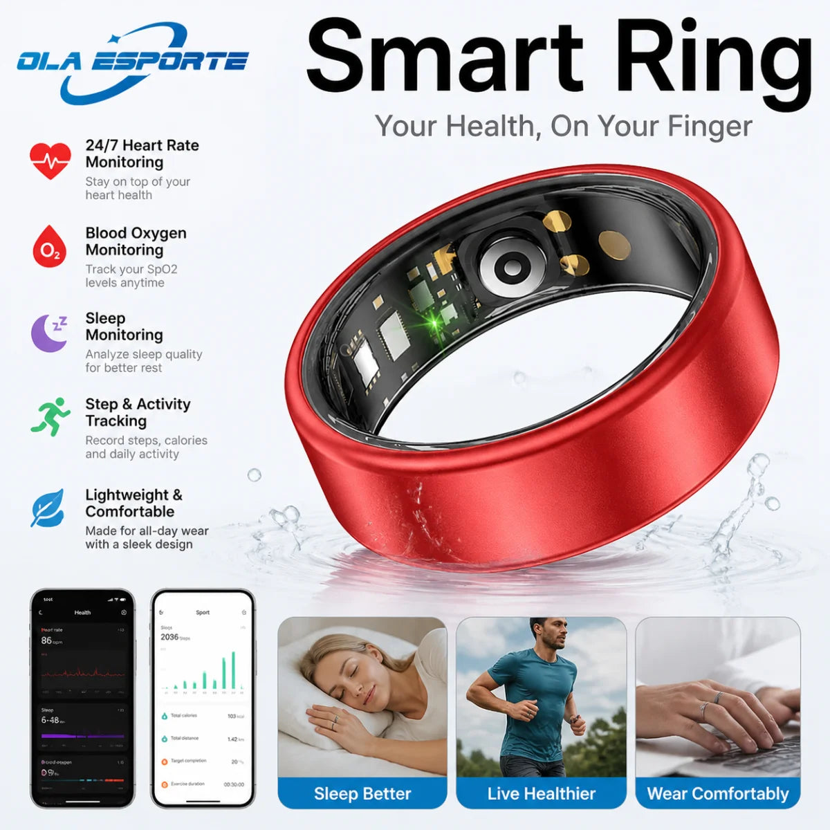 2026 smart ring control photos long battery life outdoor smartring sports modes sleep/heath monitor 5ATM waterproof heart rate for men women