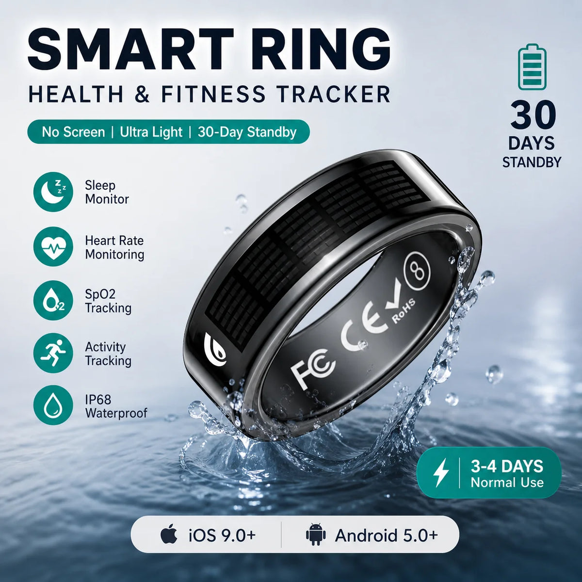 2026 new smart ring with charging for men women case Sleep/timer monitor heart rate Gps tarcking remove control photos 5ATM waterproof for ios Android