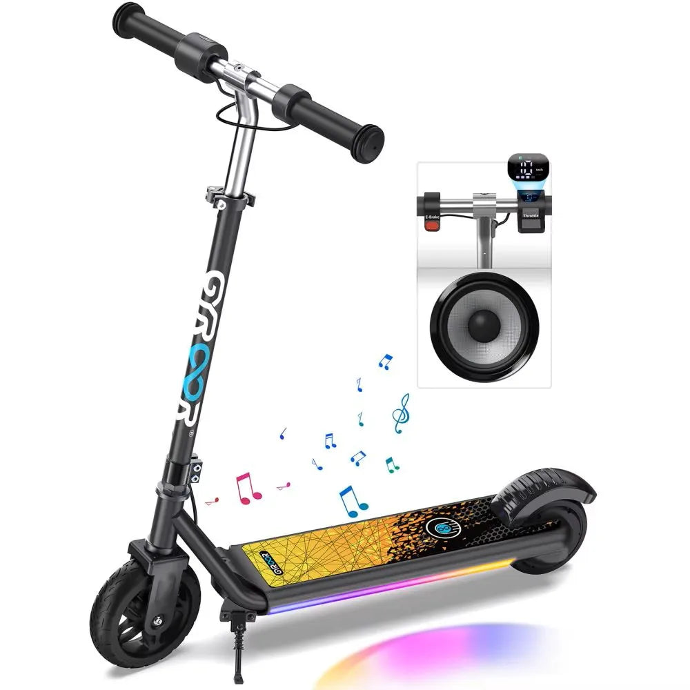 GYROOR Electric Scooter for Kids Age 6-12, 150W Motor 10mph Speed Electric Scooter with Adjustable Handlebar and LED Lights
