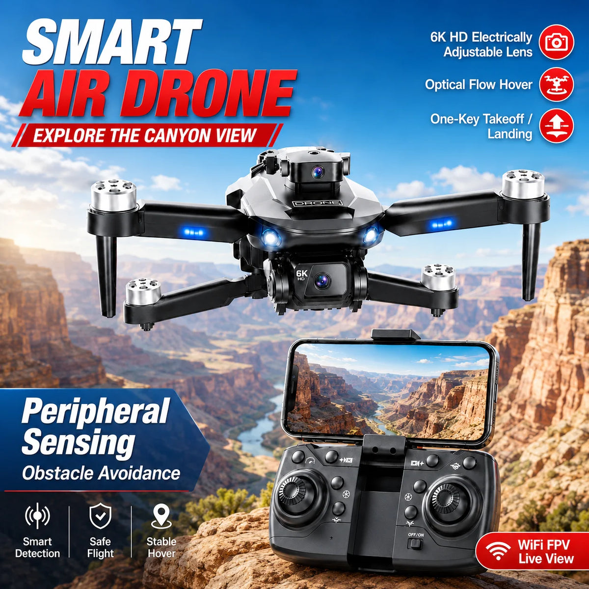 ZNLYRION Brushless Drone F196 4K Dual Camera 360° Obstacle Avoidance Optical Flow Positioning 20Mins Flight Time WIFI FPV RC Quadcopter