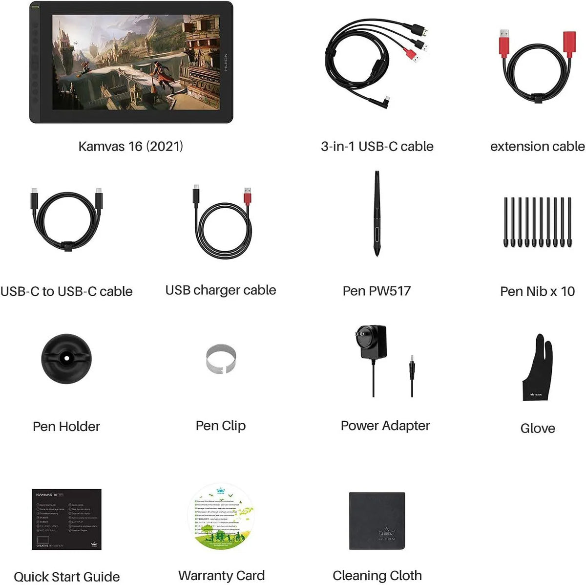 HUION Kamvas 16(2021) Graphics Drawing Monitor Battery-free Digital Pen Tablet For Windows/MAC And Android 120%s RGB
