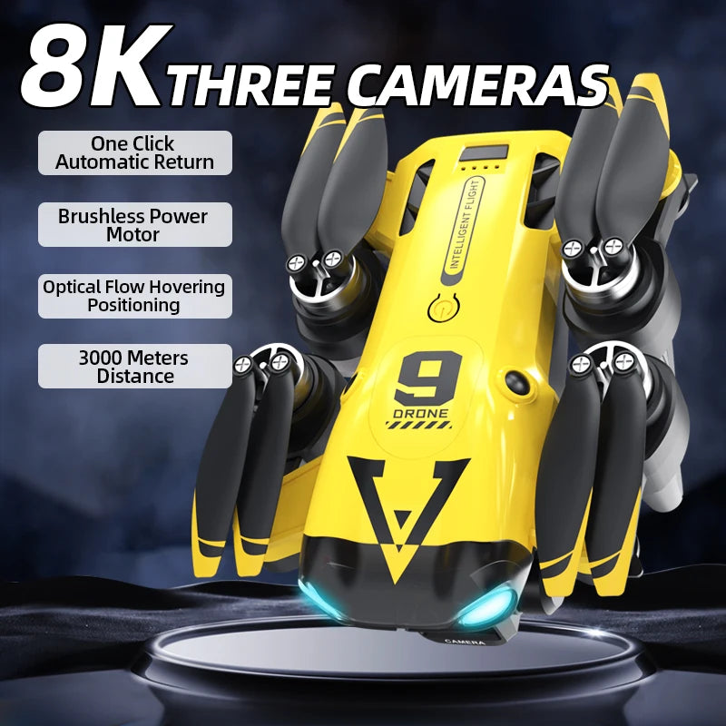 New B9 Pro RC Drone 4K 1080P Wide Angle Dual HD Camera Foldable Quadcopter WiFi FPV Altitude Hold, Long Endurance Drone - Equipped With Optical Flow Positioning And Dual High-definition Cameras, It Is The Perfect Gift For A