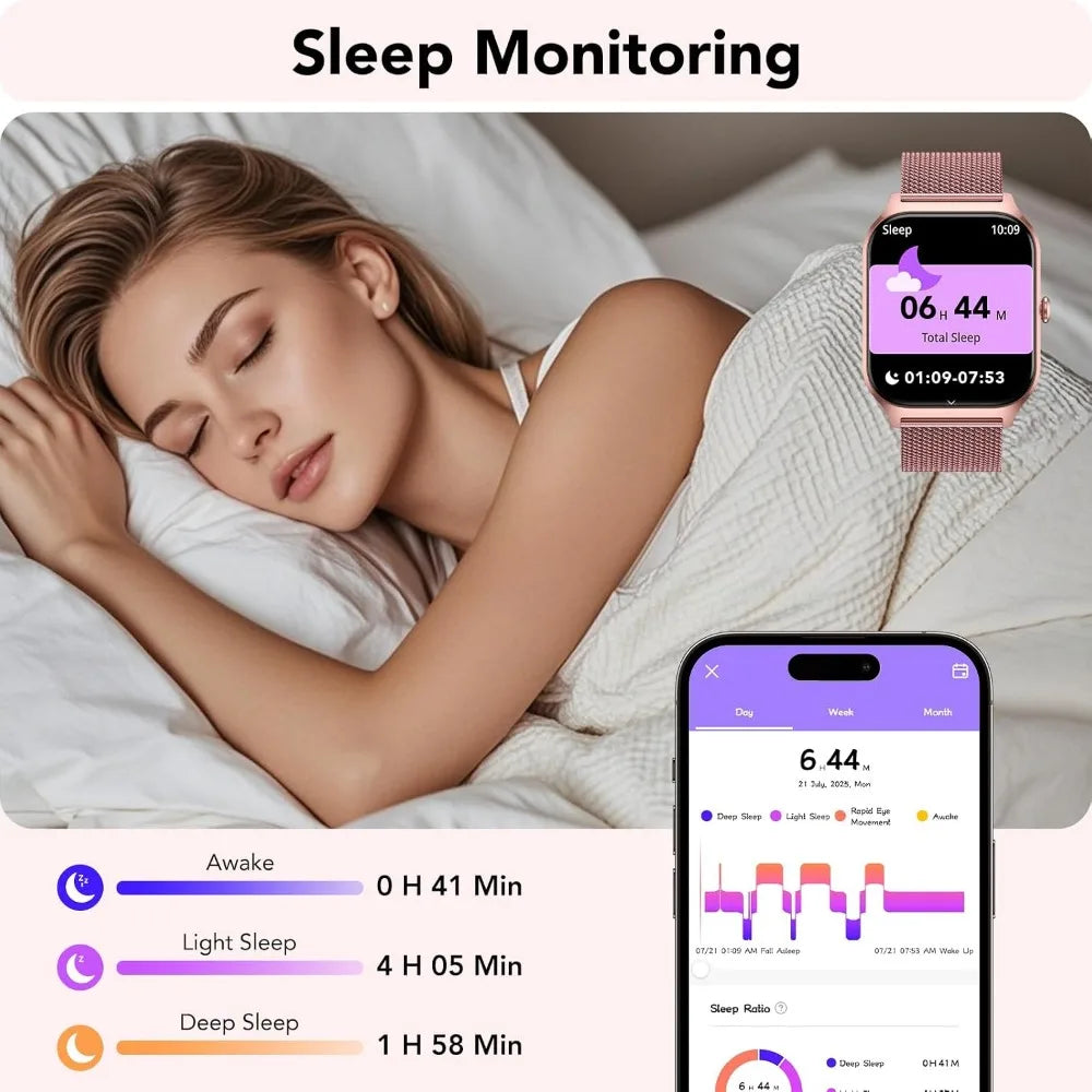 Women's Bluetooth Smartwatch with AI Voice, HD Fitness Tracker, Multi-Sports Modes, Waterproof Design