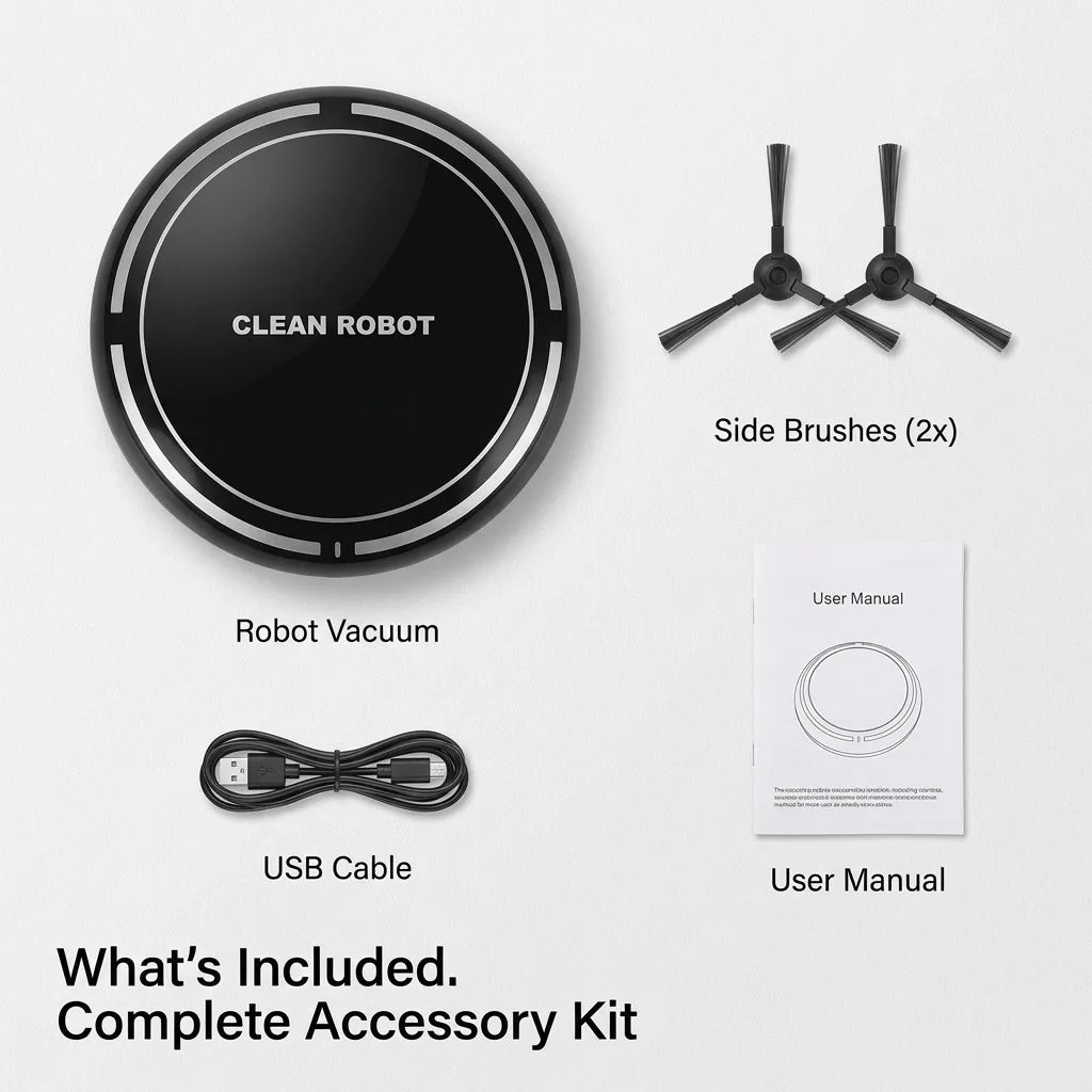 Robot Vacuum Cleaner, Smart Fully Automatic Sweeping and Vacuuming Robot with USB Charging, Compact Mini Robotic Sweeper for Hard Floor, Pet Hair, Home and Office, 19 x 8.5 x 19cm