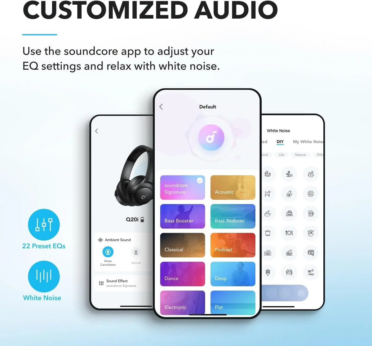 Soundcore by Anker Q20i ANC Headphones, Wireless Over-Ear, 40H, Hi-Res Audio, Deep Bass, App Control, Transparency (Refurbished)