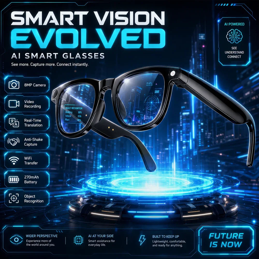 2026 New Al Smart Glasses 800W HD Camera Photo Video Recording Translation Al Image Recognition Al Conversation Smart Glasses - Boltvibewarehouse