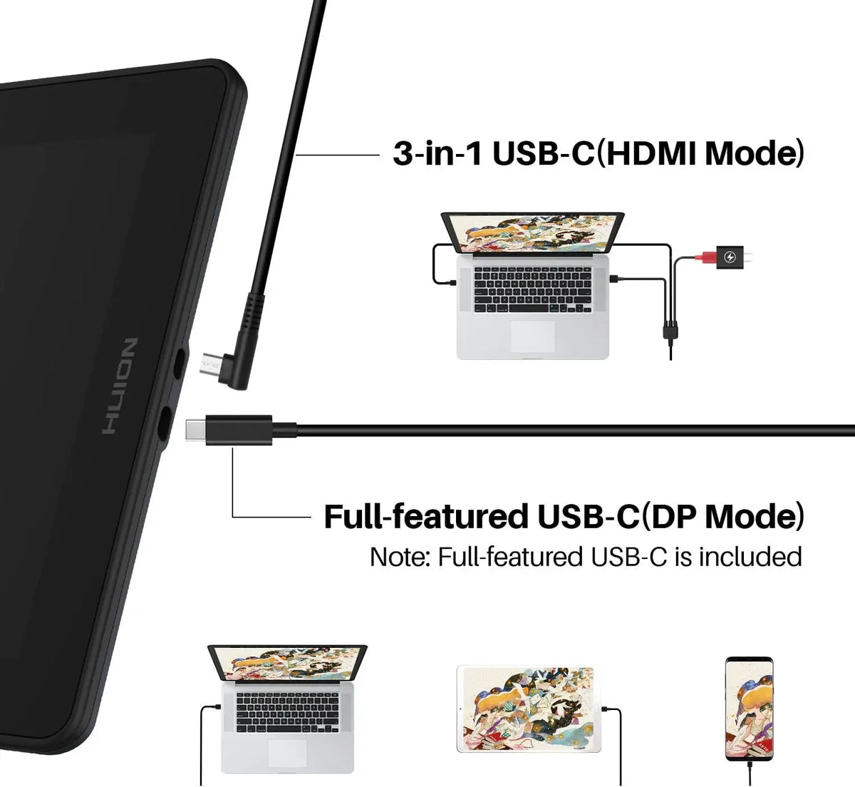 HUION Kamvas 16(2021) Graphics Drawing Monitor Battery-free Digital Pen Tablet For Windows/MAC And Android 120%s RGB