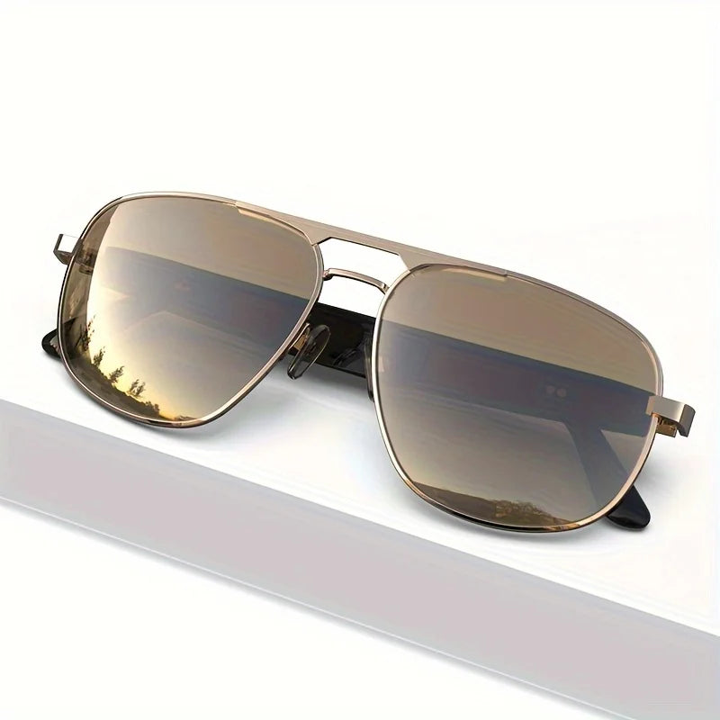 Smart Wireless Bluetooth Glasses AI Translation Metal-Framed Polarized Sunglasses with Built-In Microphone And Speaker for Sports Travel Driving