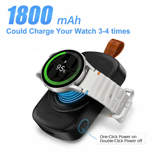 1800mAh Magnetic Wireless Portable Watch Type-C Fast Charger for Samsung Galaxy Watch 8/8 Classic/7 Ultra/6 Classic Fast Charging
