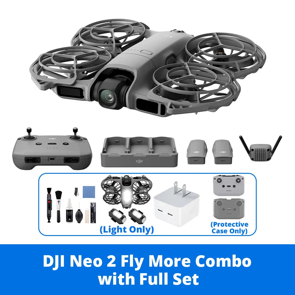 DJI Neo 2 Fly More Combo Drones with a Camera & 3 Batteries Charging Hub Optional Accessory Kit 151g 4K 100FPS Slow Motion Omnidirectional Obstacle Sensing
