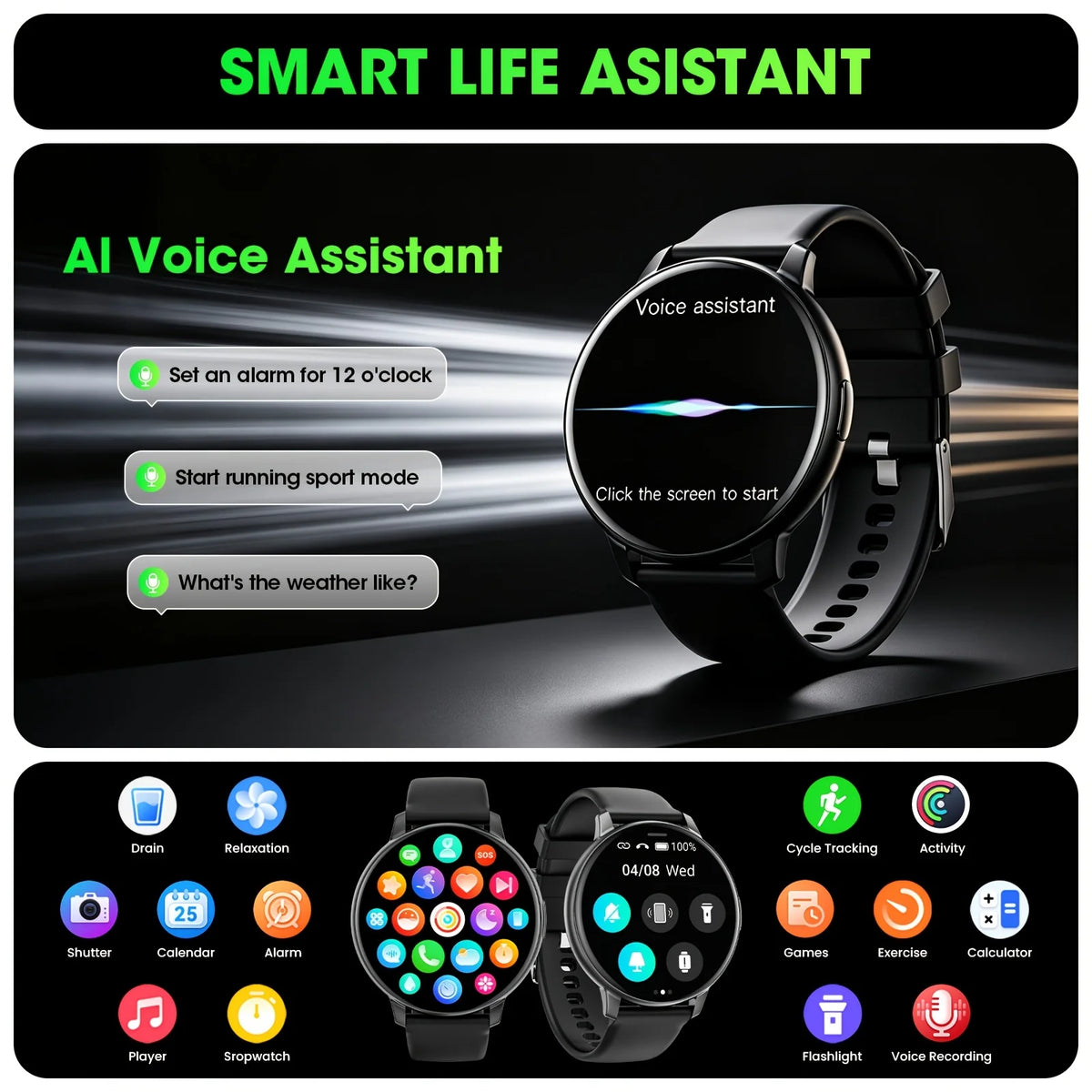 2026 New Smartwatch, Men's Watch, Women's Watch, 1.38-inch Screen, HD Display, 250mAh Battery, 60 Days Long Standby Time, Simple and Elegant, 100+ Sports Modes, Can Make and Answer Calls, Message Notifications, Multiple Watch