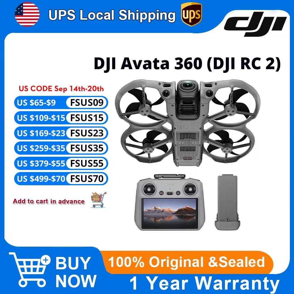DJI Avata 360 Drone 4K Professional Drones with a Camera Imaging O4 FHD Video Transmission, RockSteady 3.0 Stabilization, 155° Ultra-Wide Angle for Aerial Filming