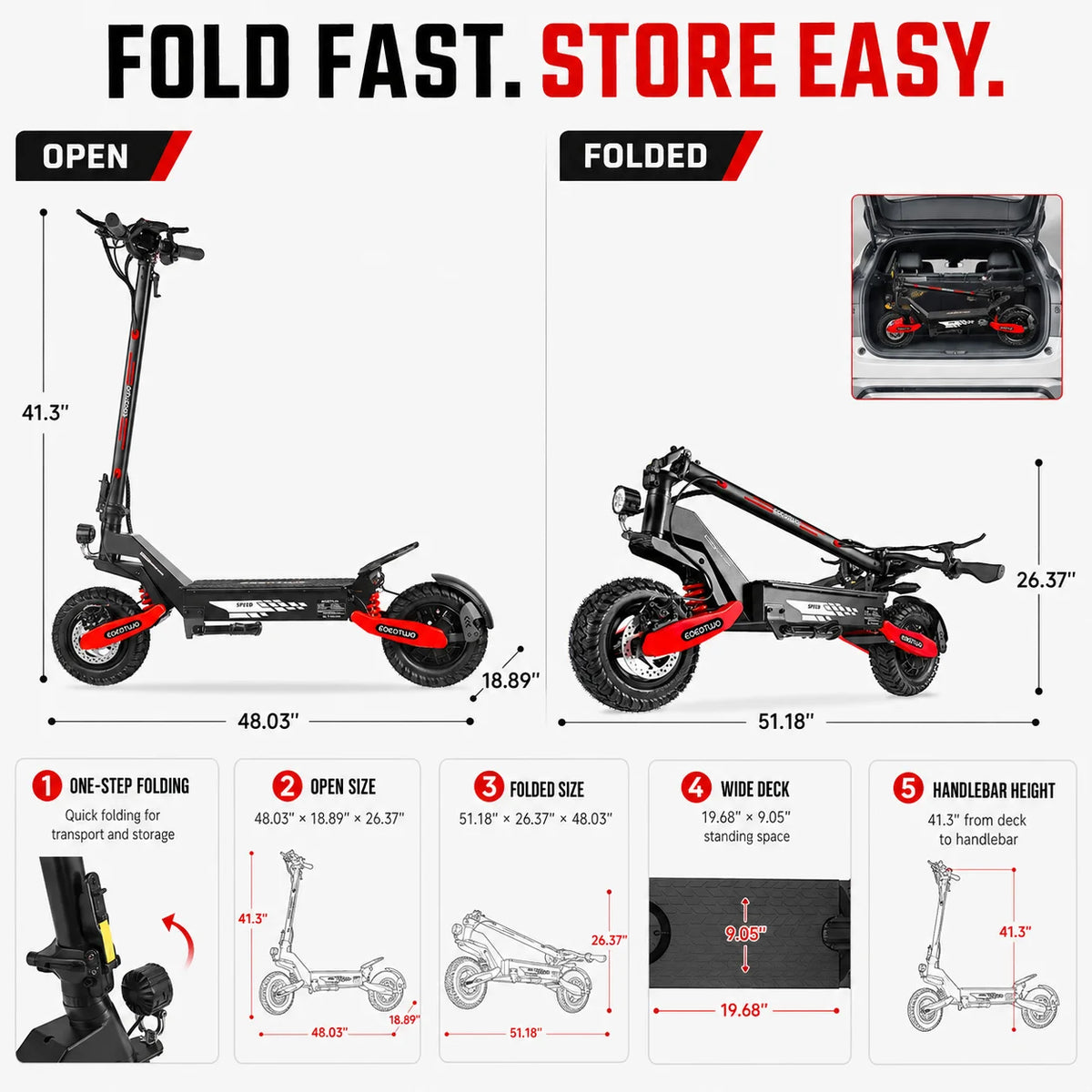 EOEOTWO GT06 Electric Scooter for Adults, 1200W Motor, Up to 30 MPH, 20/40 Miles Long Range, 11" Off-Road Tubeless Tires, Dual Suspension, Dual Disc Brakes, Foldable Commuter E-Scooter