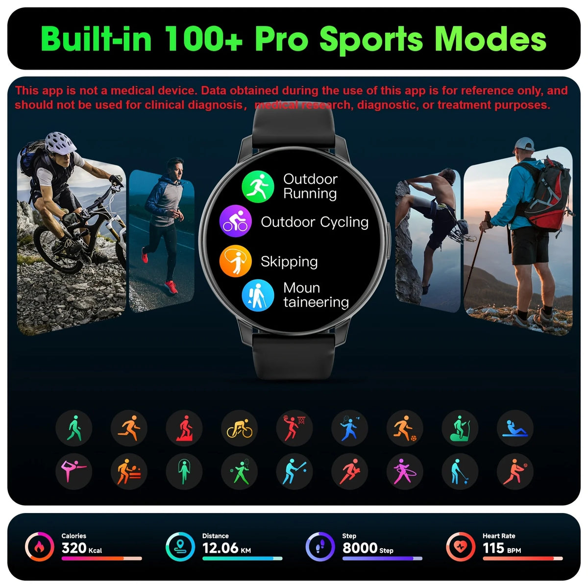 Latest Smartwatch, Premium, 1.5-Inch Touchscreen, Fashionable Strap, with Incoming Call/Message Reminders, Multi-Sport Modes, Camera Control, Calendar, Music Control, Alarm Reminders, Stopwatch, And More