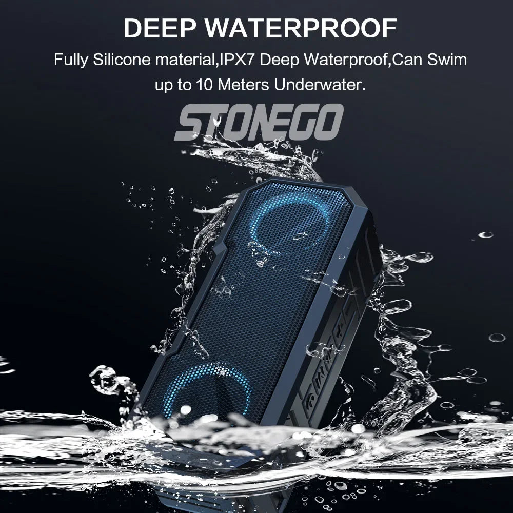 Portable Bluetooth Speaker Wireless LED Flash Light TWS Bass Stereo IPX7 Waterproof Loudspeaker FM Radio 12 Hours Playtime Subwoofer Outdoor Boombox for Pool Beach Party Camping Travel Smartphone Compatible - Boltvibewarehouse