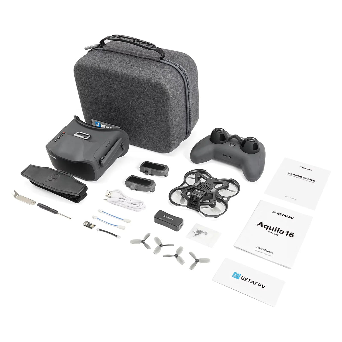 BETAFPV Aquila16 FPV Kit Set+1100mAh Battery 2PCS * 2+6 Port Charger+BT2.0 Male Female Adapter Cable 6PCS FPV Drone Mini Drone Fpv