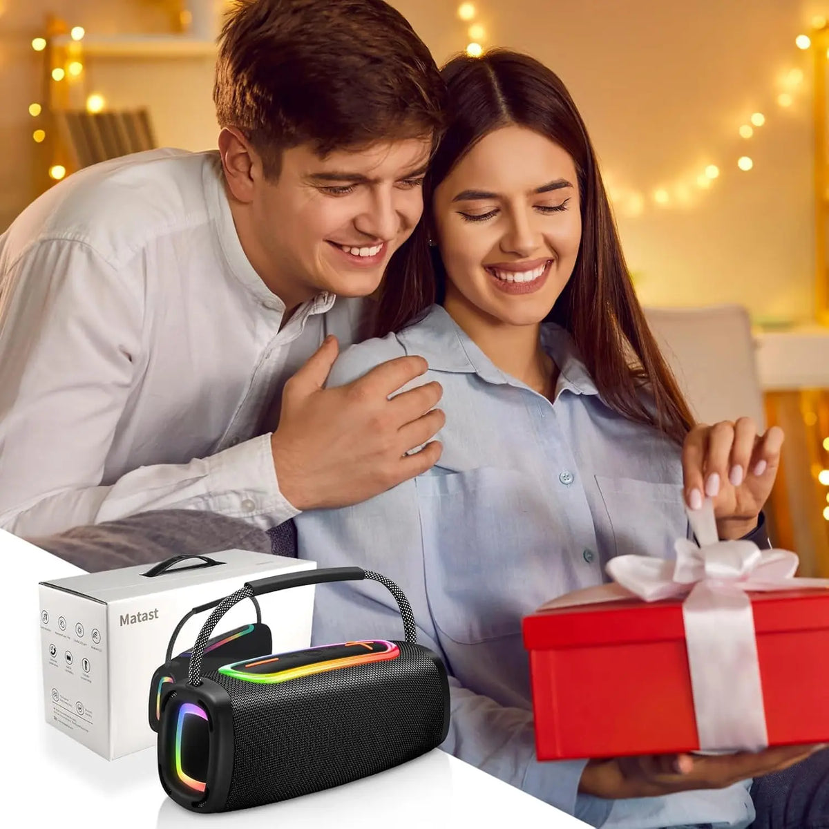 RGB Lights Portable Bluetooth Speaker, IPX7 Waterproof, 24H Playtime, Bluetooth 5.3, Outdoor Wireless Speaker with Hands-Free Mic. - Boltvibewarehouse