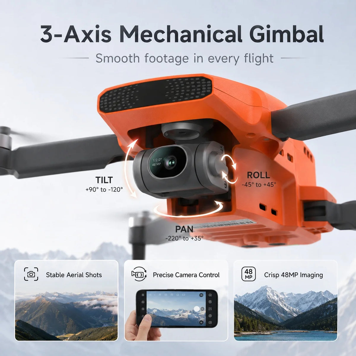 MINI 3 GPS Camera Drone, 4K/60fps UHD Video, 48MP Photos, 3-Axis Mechanical Gimbal, 9KM HD Image Transmission, 32-Min Max Flight Time, Level 5 Wind Resistance, Intelligent Follow, One-Key Return to Home, Foldable Portable Qua