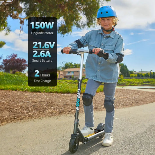 GYROOR Electric Scooter for Kids Age 6-12, 150W Motor 10mph Speed Electric Scooter with Adjustable Handlebar and LED Lights