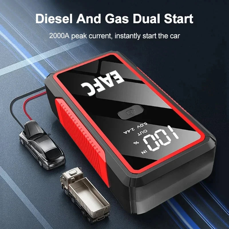 EAFC 12V Car Jump Start 600A-2000A Car Battery Starter Booster Auto Starting Device Emergency Start Portable Power Bank