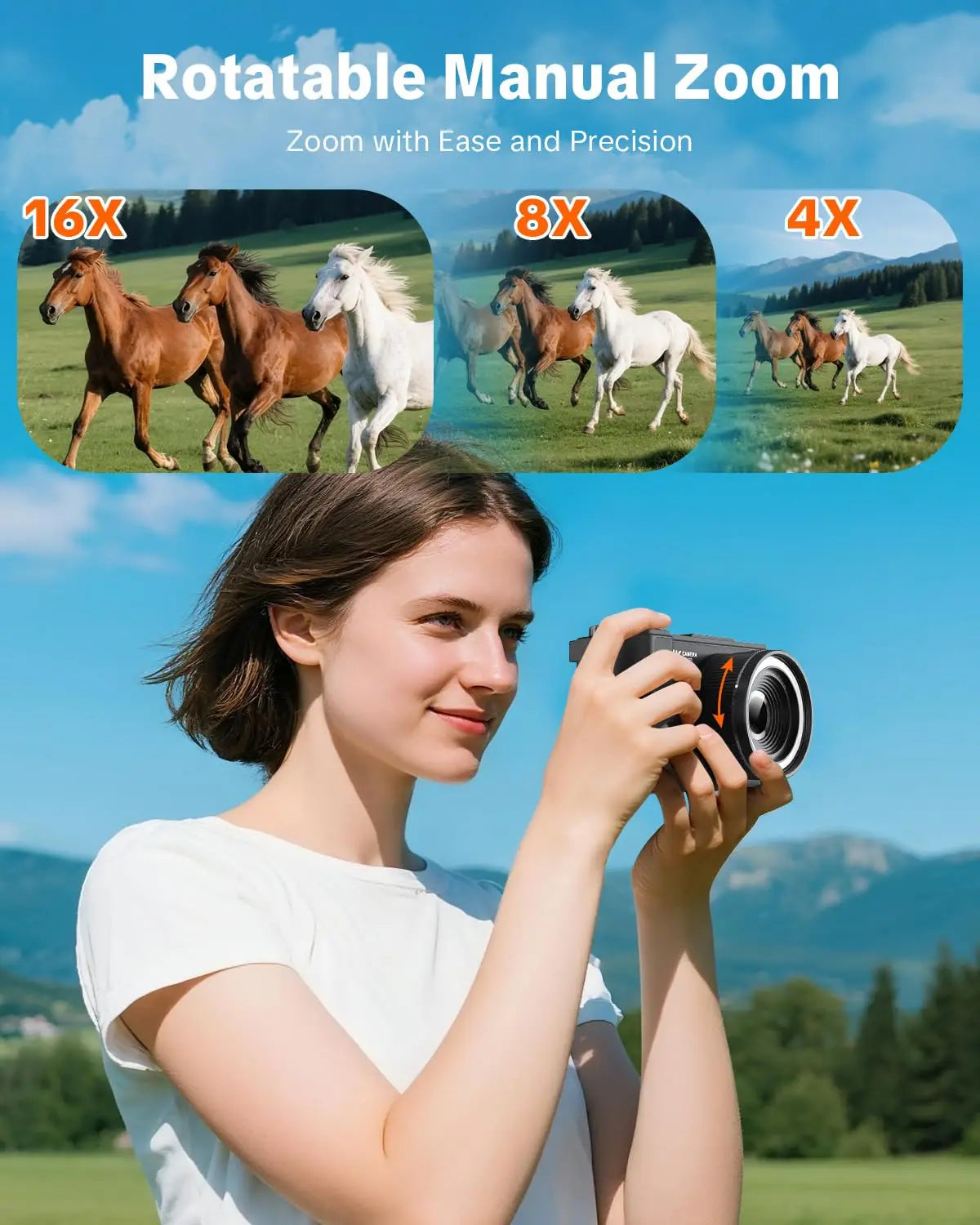 4K Digital Camera for Photography,4k Camera with Ring Light,180° Flip Screen Camera for Vlogging with Beauty Mode,Point and Shoot Digital Cameras for Beginner with SD Card,Christmas Gift