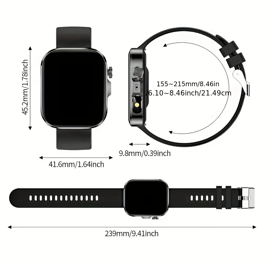 New 2026 Smartwatch, 2.01-inch HD Large Screen, Unisex, with Multiple Sports Modes/Call Reminder/Message Alerts/Remote Camera/Music Playback, Long-Time Sitting Reminder, Weather Forecast Function, AI Voice, Stylish Smartwatch