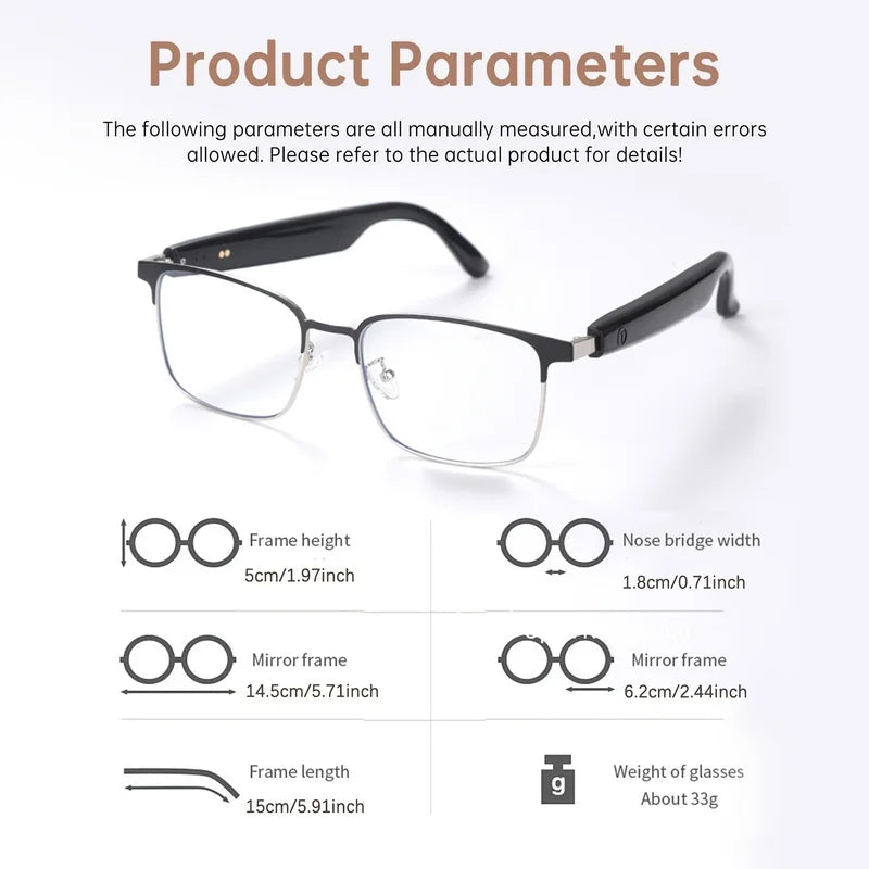 Bluetooth‑Connected AI‑Integrated Unisex Smart Glasses, Photochromic Transition Lenses, Hi‑Fi Sound, HD Hands‑Free Call Function for Outdoor and Daily Office Scenarios
