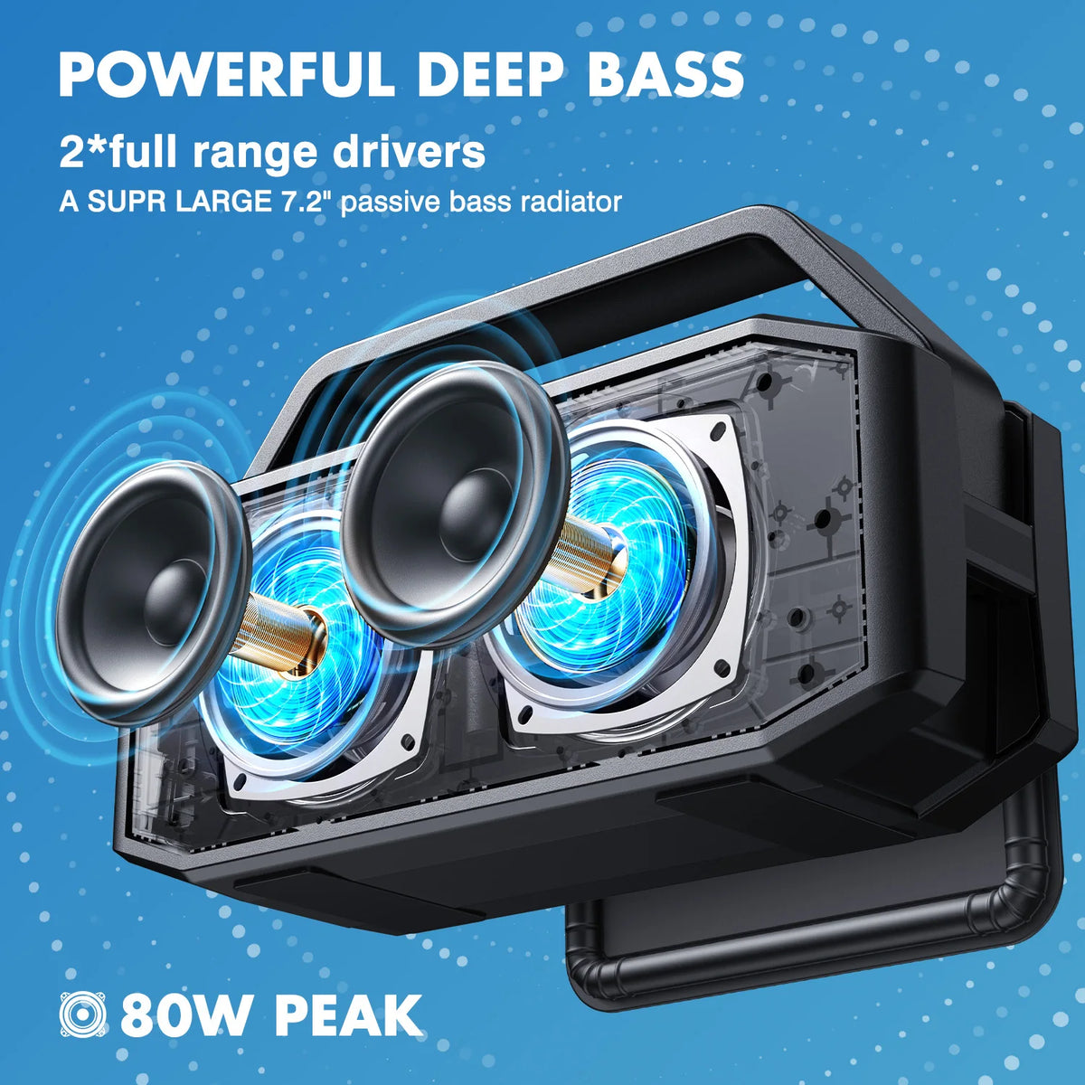 W-KING D9-1 100W Peak 60W RMS Deep Bass Bluetooth Speaker, IPX6 Portable Waterproof Loud Bluetooth Speakers Wireless with Subwoofer - Boltvibewarehouse