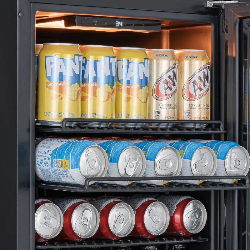 Ca'Lefort Beverage Cooler 62L Mini Fridge Direct Cooling Digital Temperature Control Beverage Refrigerator with Reversible Glass Door, Adjustable Shelves for Soda, Beer & Drinks, for Dorm, Office & Home