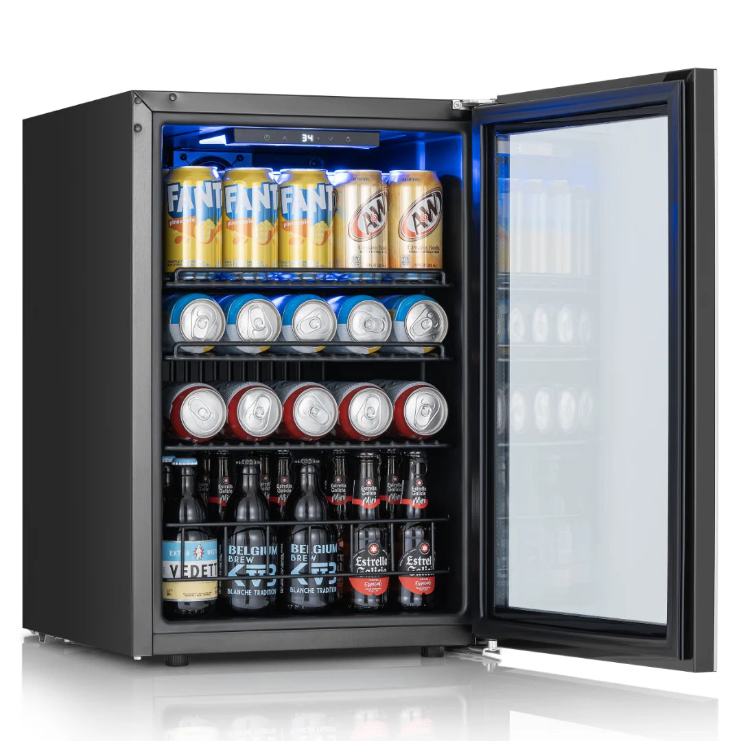 Ca'Lefort Beverage Cooler 62L Mini Fridge Direct Cooling Digital Temperature Control Beverage Refrigerator with Reversible Glass Door, Adjustable Shelves for Soda, Beer & Drinks, for Dorm, Office & Home