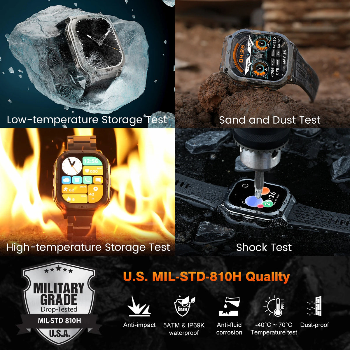 Original KOSPET TANK M3 Smart Watches For Men Smartwatch Women 480mAh Electronic Digital Fitness AMOLED AOD Bluetooth Watches