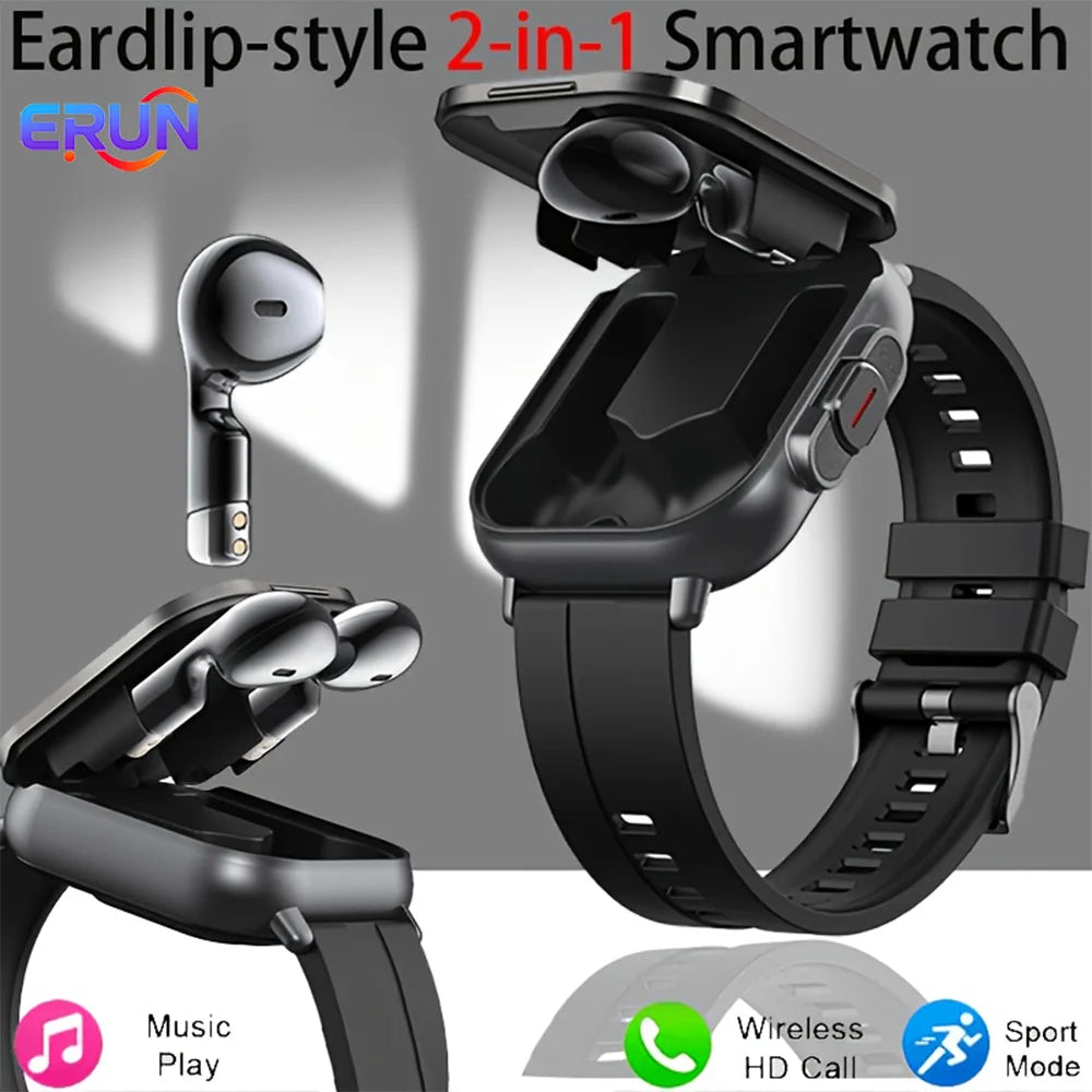 New Smart Watch, Earphone Watch 2-In-1, (Valentine'S Day Gift), Full Touch Sports Smart Watch, Phone Connection/Call, Alarm/Calculator/Music, Riding, Running, Step Counting, Multiple Sports Modes, Fitness Tracker